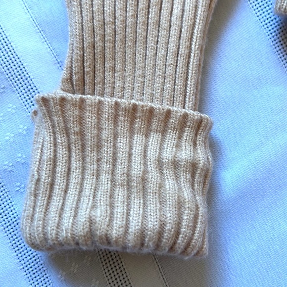 Tan with black stripes crop sweater. - Picture 3 of 6